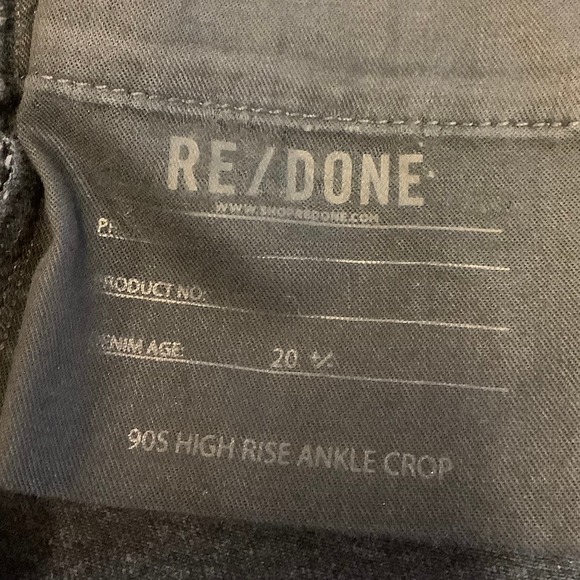 NEW! RE/DONE Size 23 90s High Rise Ankle Crop Denim Jeans Coal $265 msrp I9-12 - Picture 8 of 10